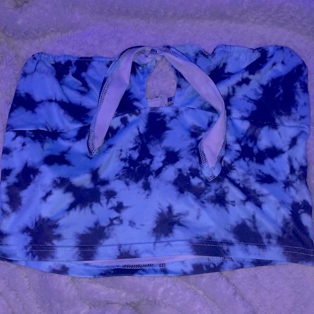 blue tie dye tube/halter top